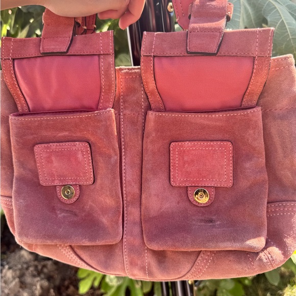 Coach Pink Suede Shoulder Bag - Picture 3 of 6